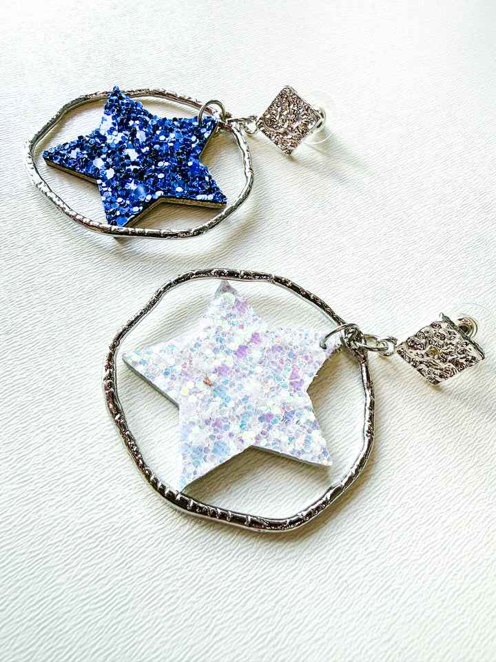 Glitter Star Statement Earrings