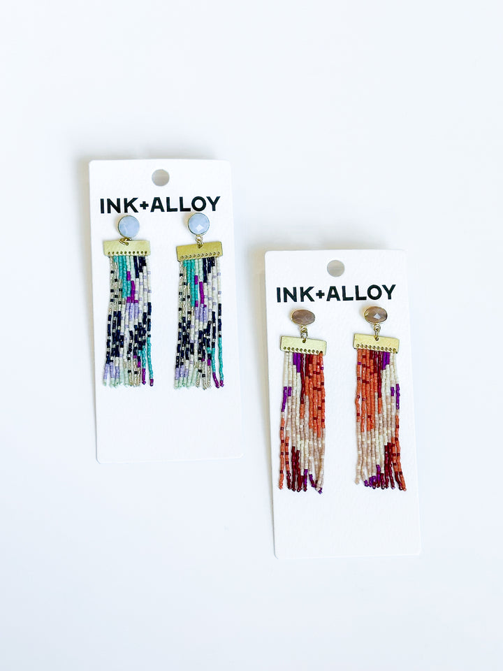 Lilah Stone with Fringe Bead Earrings