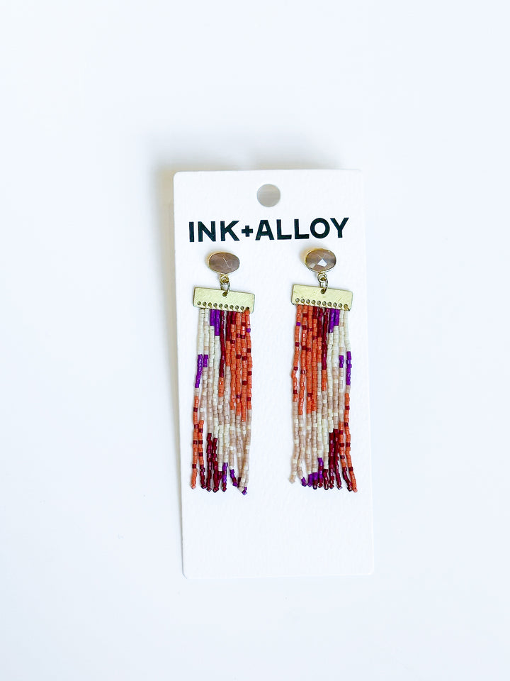 Lilah Stone with Fringe Bead Earrings