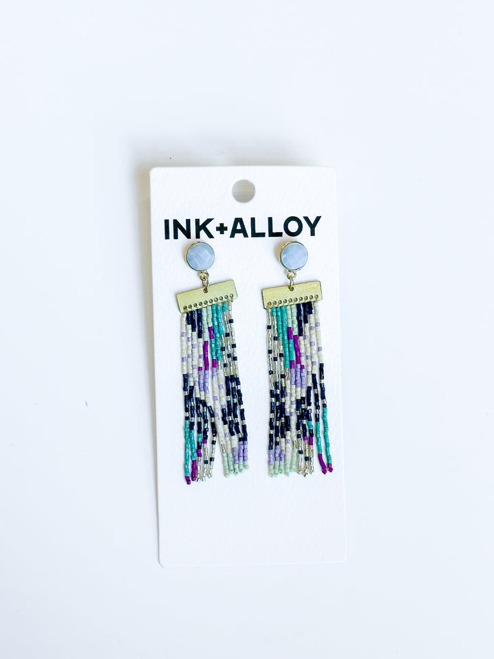 Lilah Stone with Fringe Bead Earrings