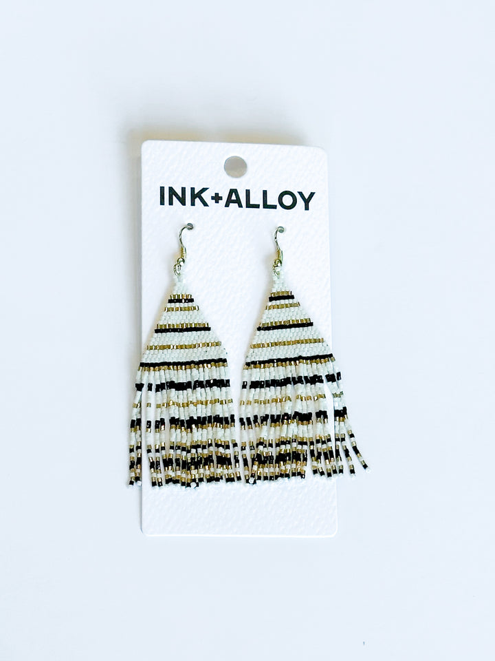 Lexie Stripes Multicolor Petite Fringe Earring Ink + Alloy