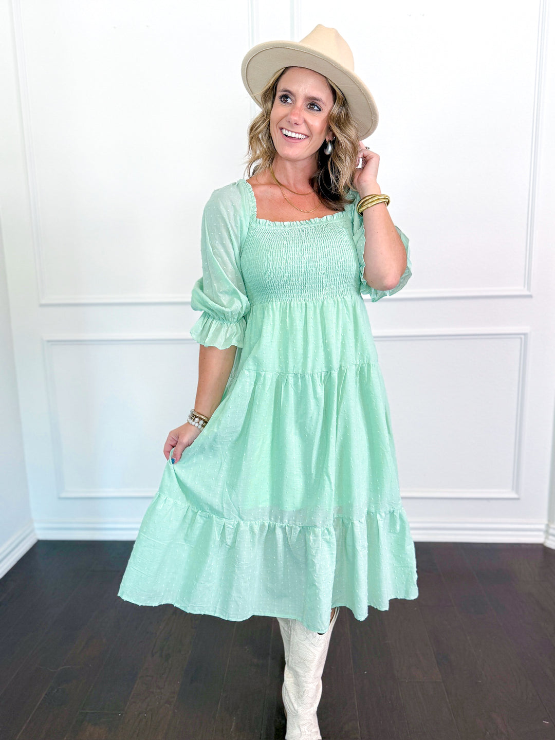 Meadowline Swiss Dot Midi Dress