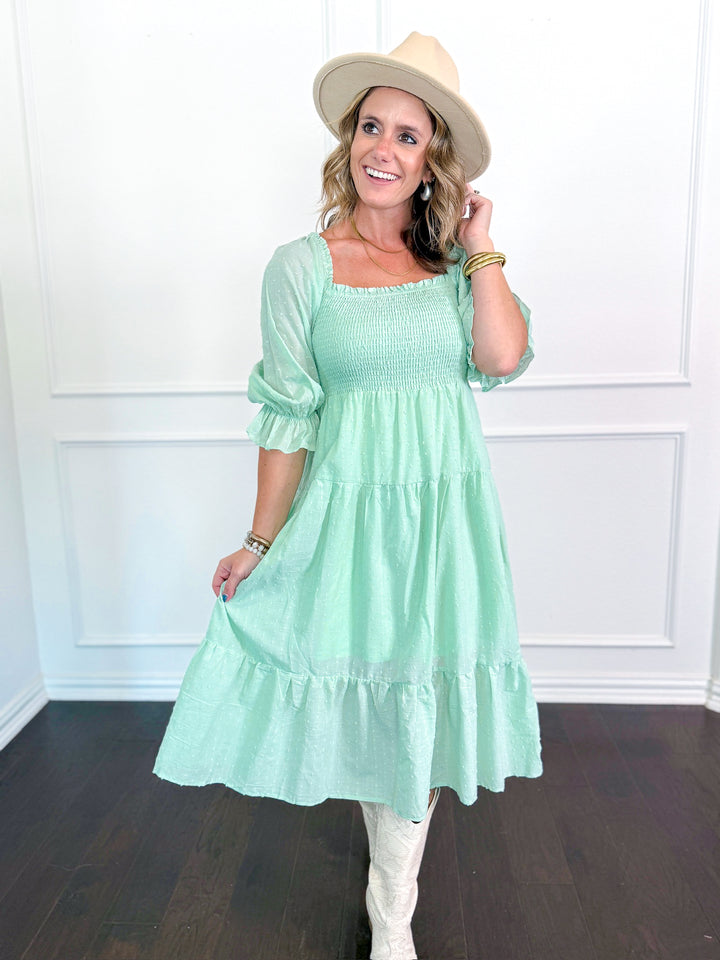 Meadowline Swiss Dot Midi Dress
