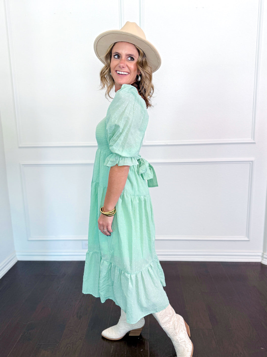 Meadowline Swiss Dot Midi Dress