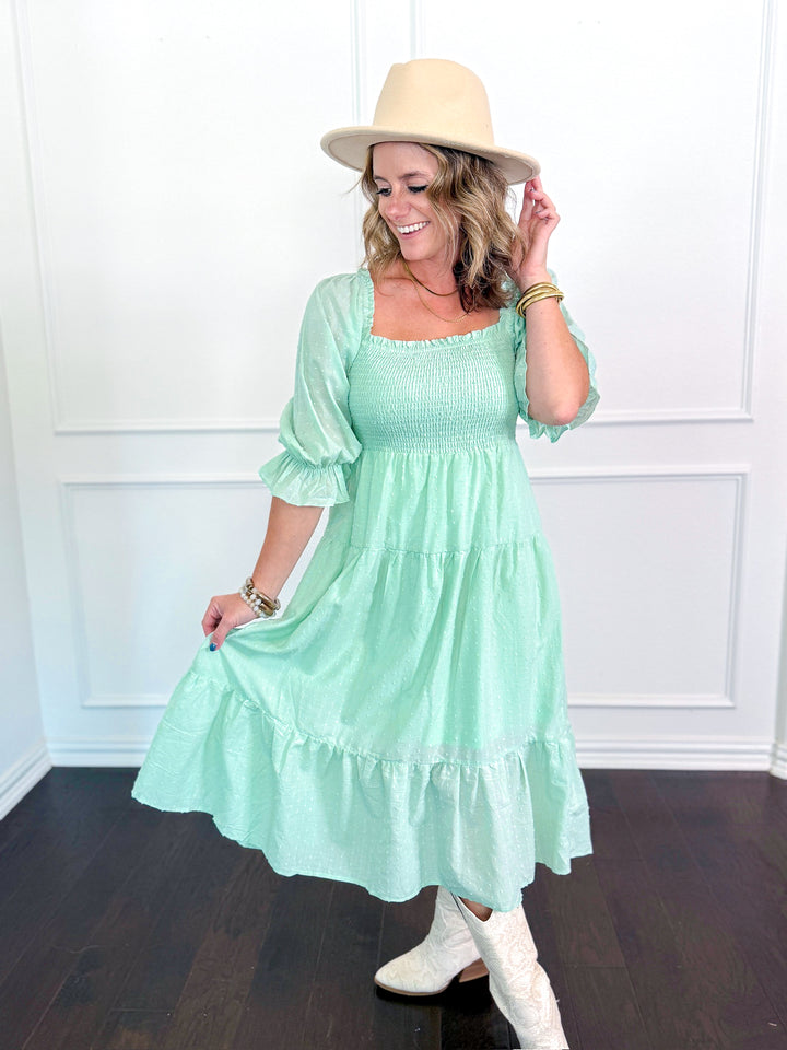 Meadowline Swiss Dot Midi Dress