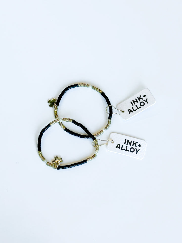 Rory Solid Bracelet with Gold & Pearls