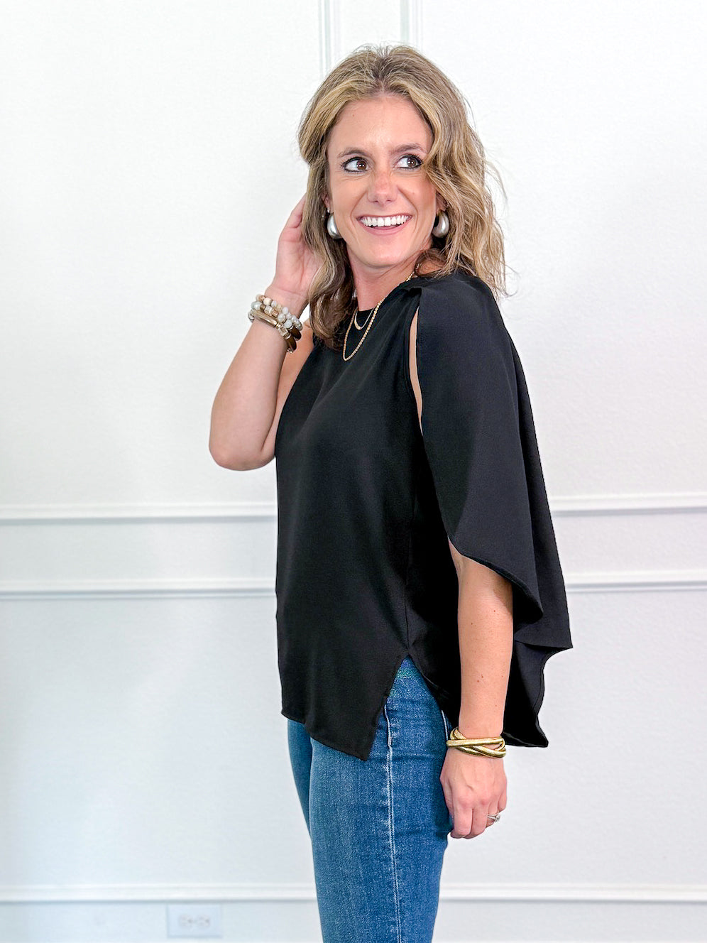 Midnight Drape Fold Over Top