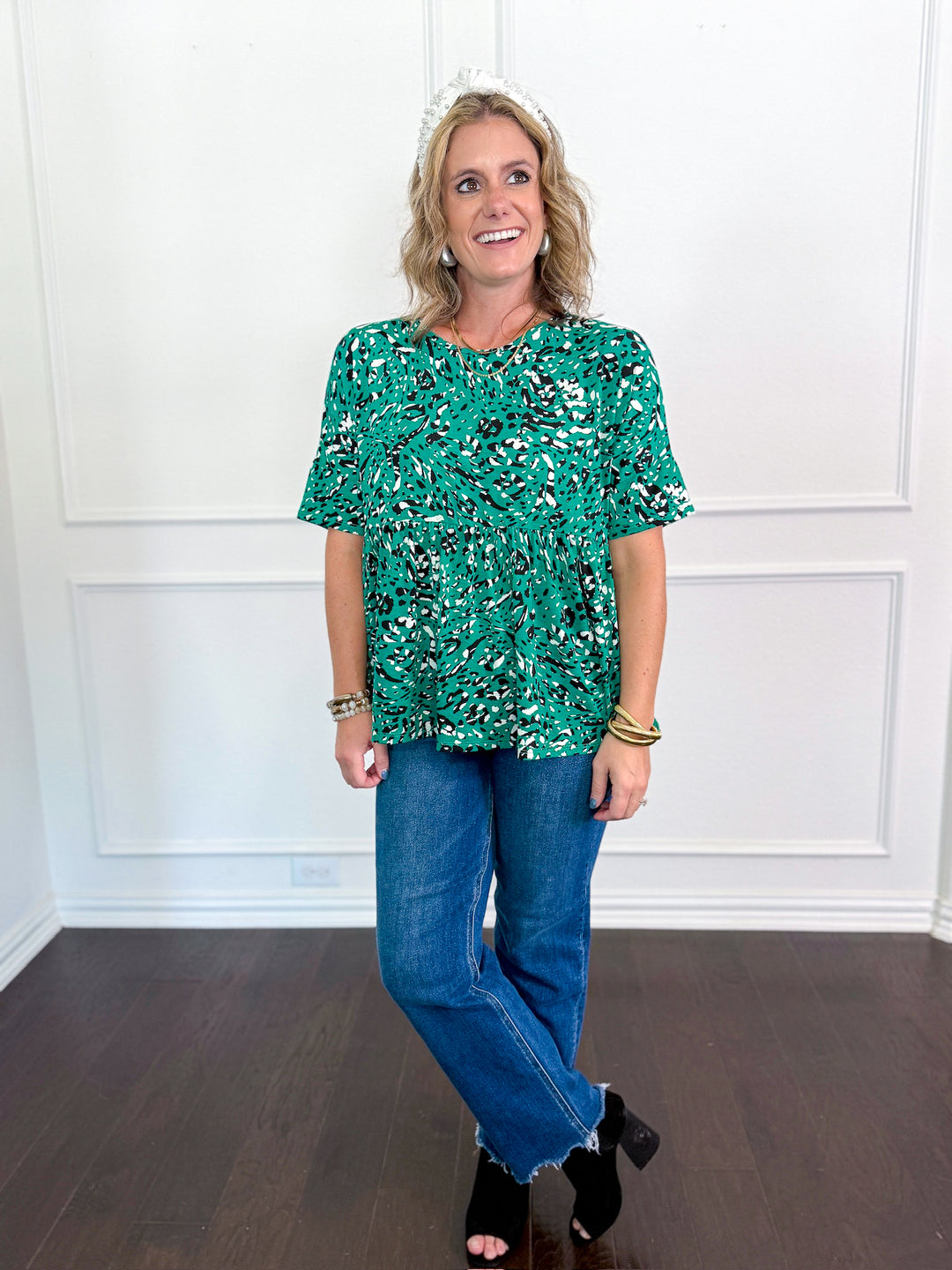Spotted In The Jungle Peplum Blouse