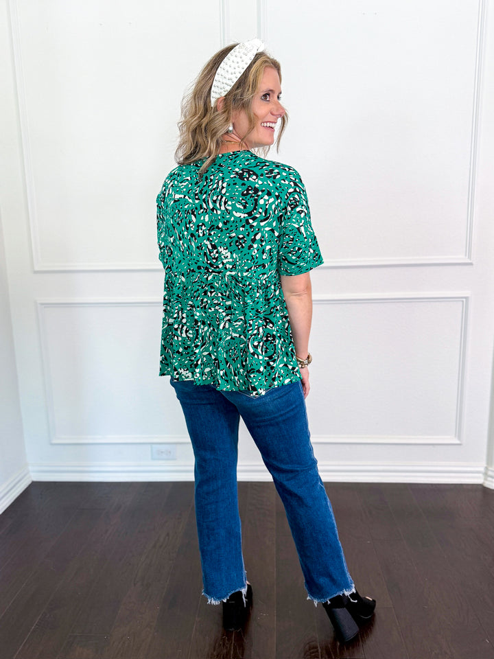 Spotted In The Jungle Peplum Blouse