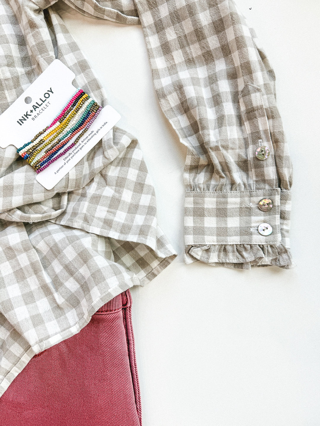 FINAL SALE - Get it with Gingham Button Front Blouse