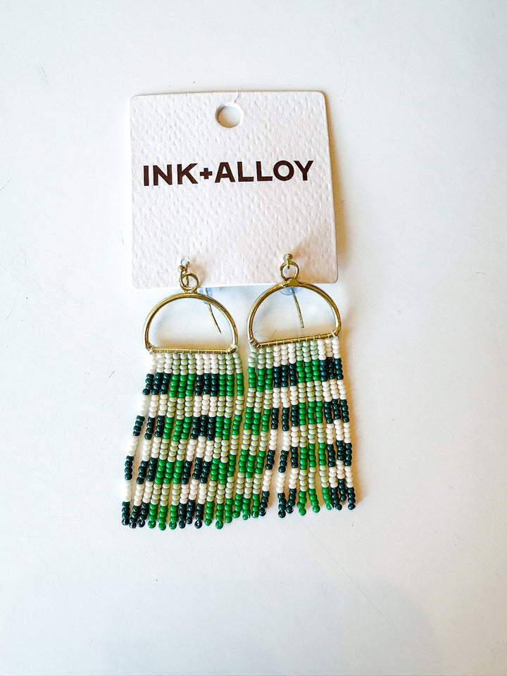 Allison Horizontal Stripe Beaded Fringe Earring