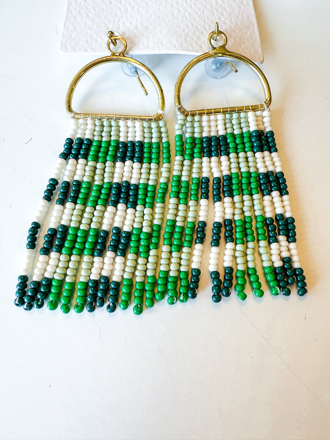 Allison Horizontal Stripe Beaded Fringe Earring