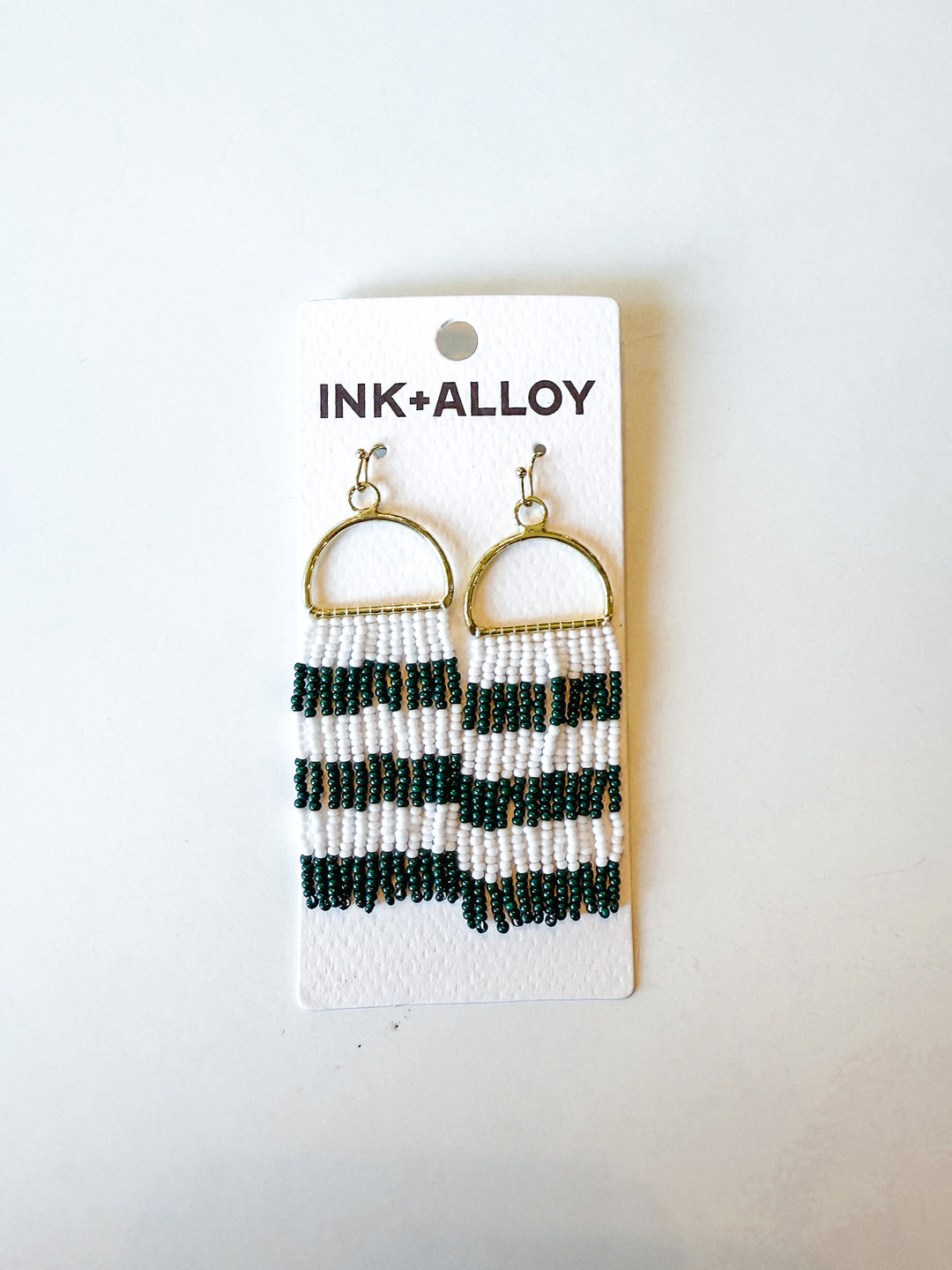Allison Horizontal Stripe Beaded Fringe Earring