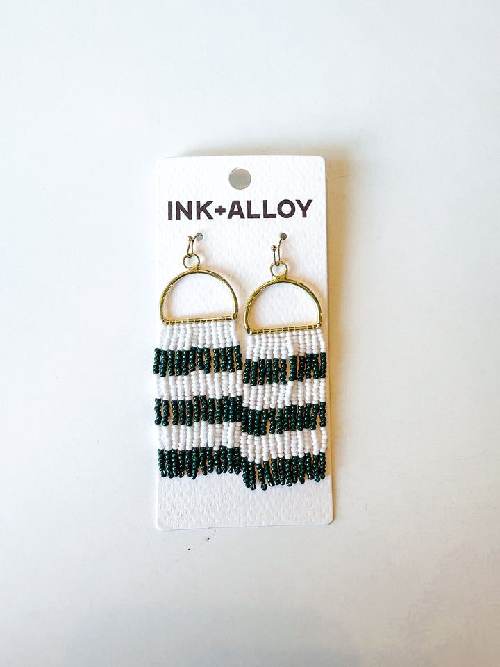 Allison Horizontal Stripe Beaded Fringe Earring