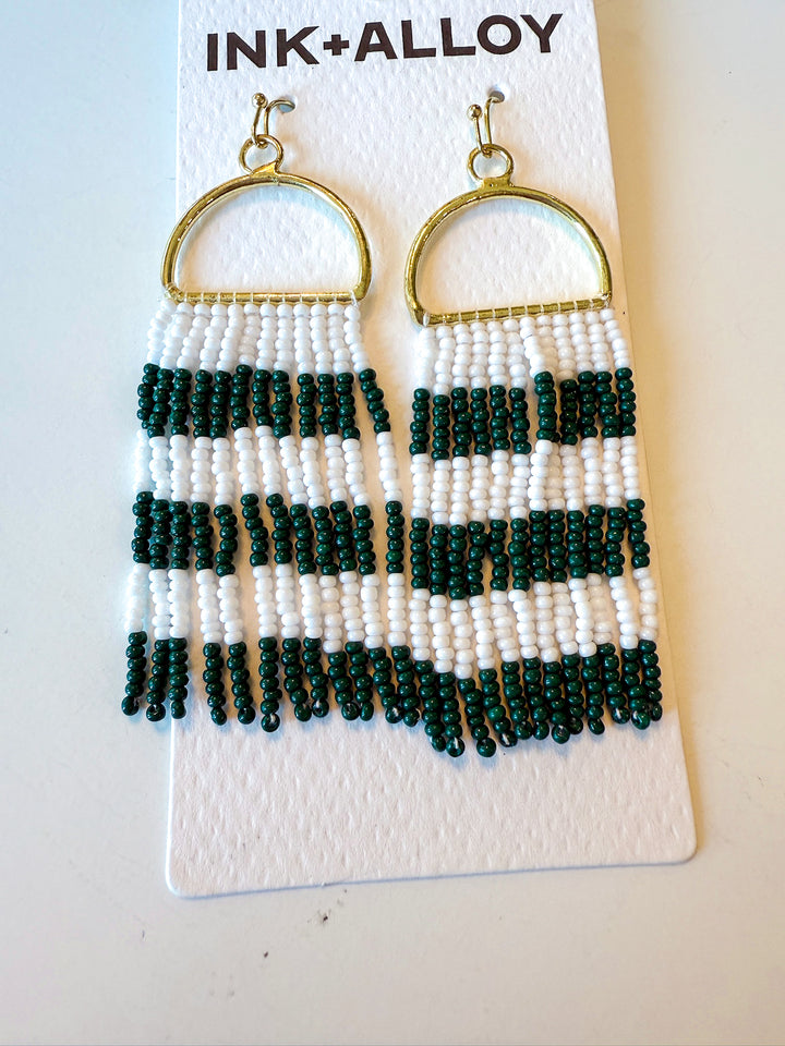 Allison Horizontal Stripe Beaded Fringe Earring