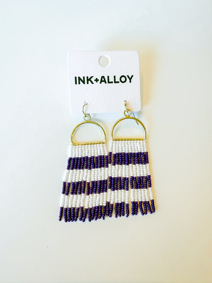 Allison Horizontal Stripe Beaded Fringe Earring