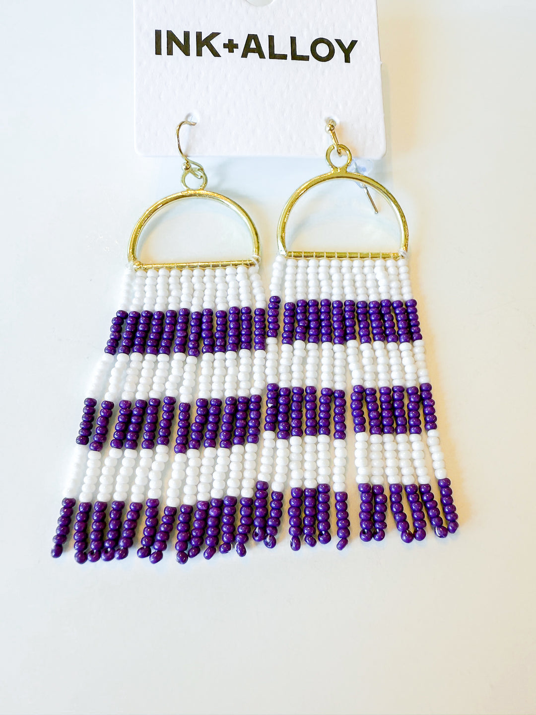 Allison Horizontal Stripe Beaded Fringe Earring