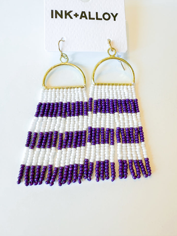 Allison Horizontal Stripe Beaded Fringe Earring