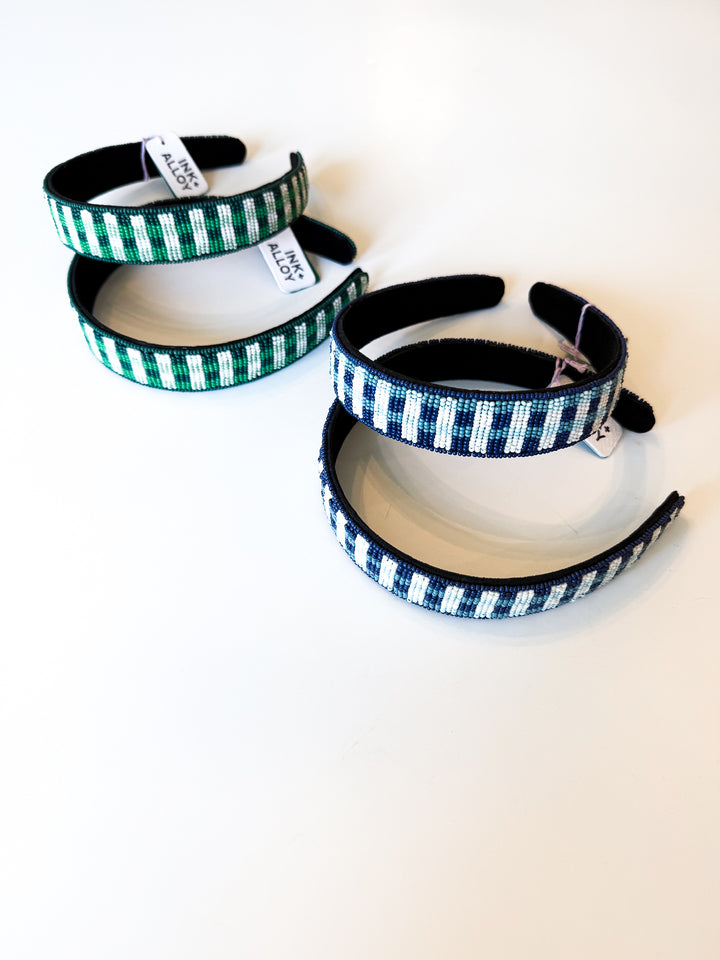 Stevie Gingham Beaded Headband
