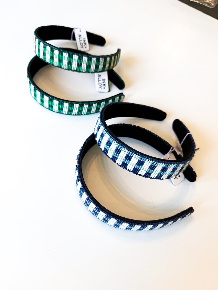 Stevie Gingham Beaded Headband