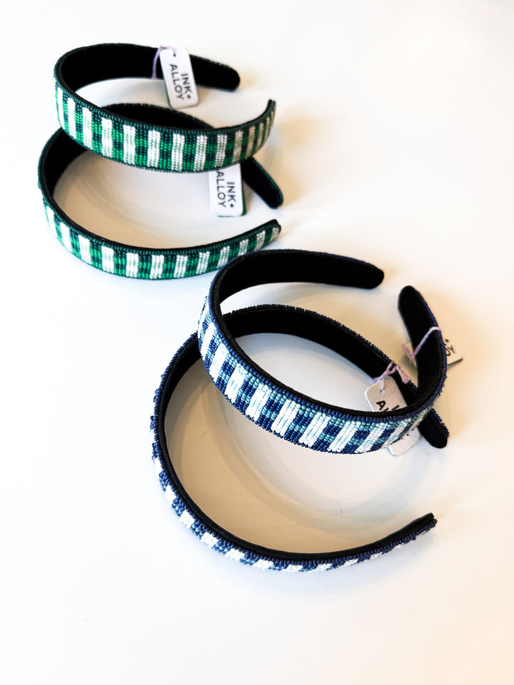 Stevie Gingham Beaded Headband