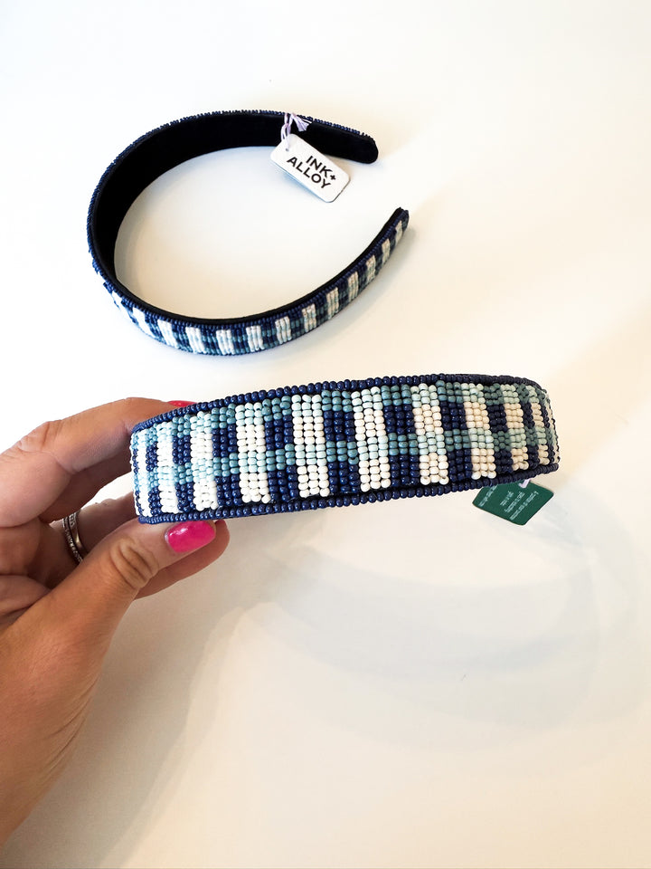Stevie Gingham Beaded Headband