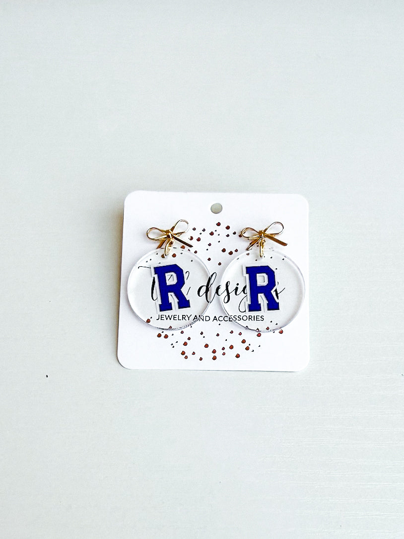 Clear Richland Raider Earring with Bow