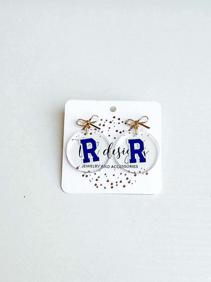 Clear Richland Raider Earring with Bow