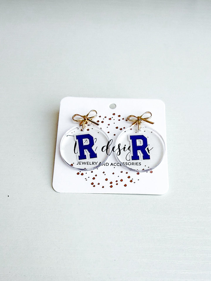Clear Richland Raider Earring with Bow