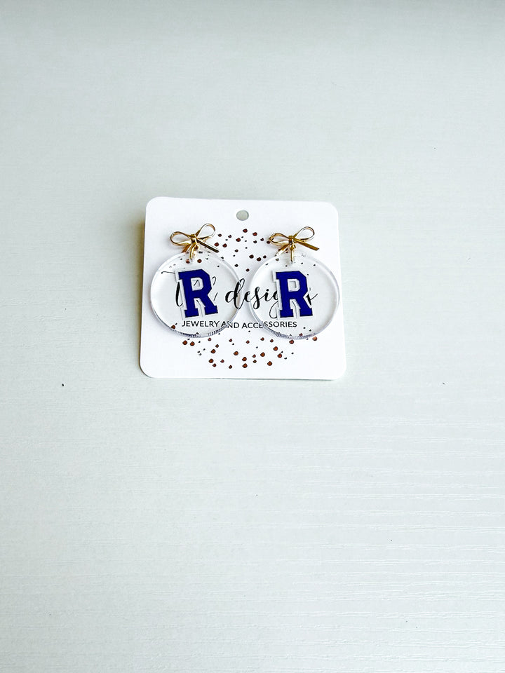 Clear Richland Raider Earring with Bow