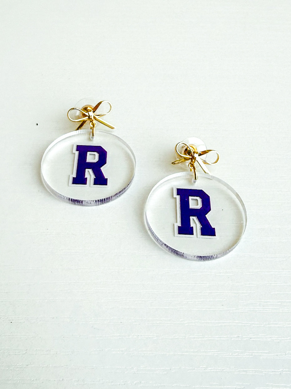 Clear Richland Raider Earring with Bow