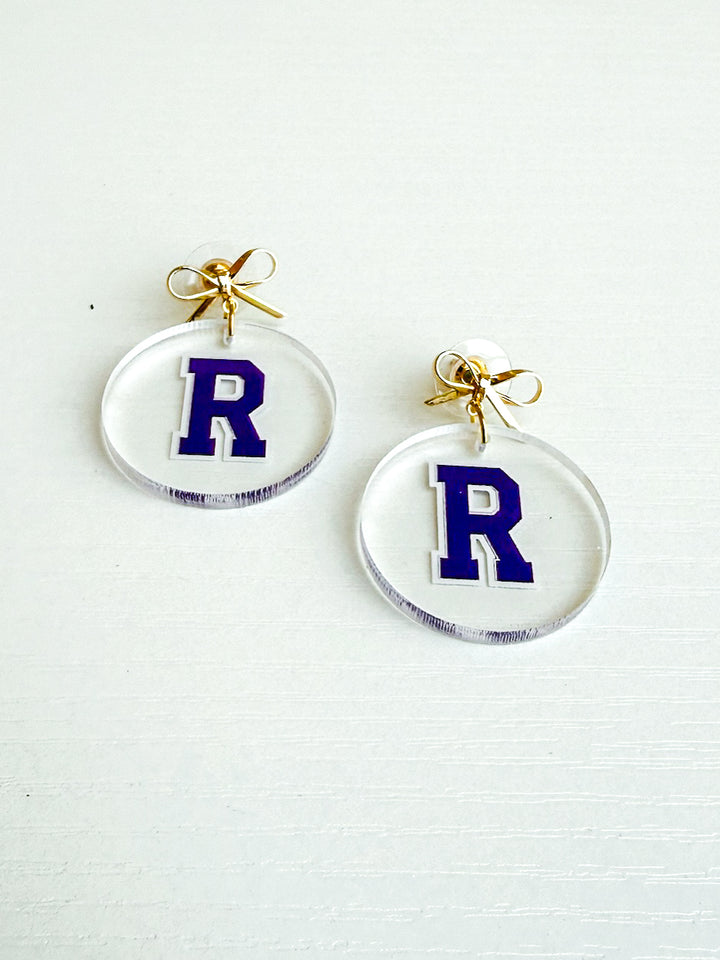 Clear Richland Raider Earring with Bow