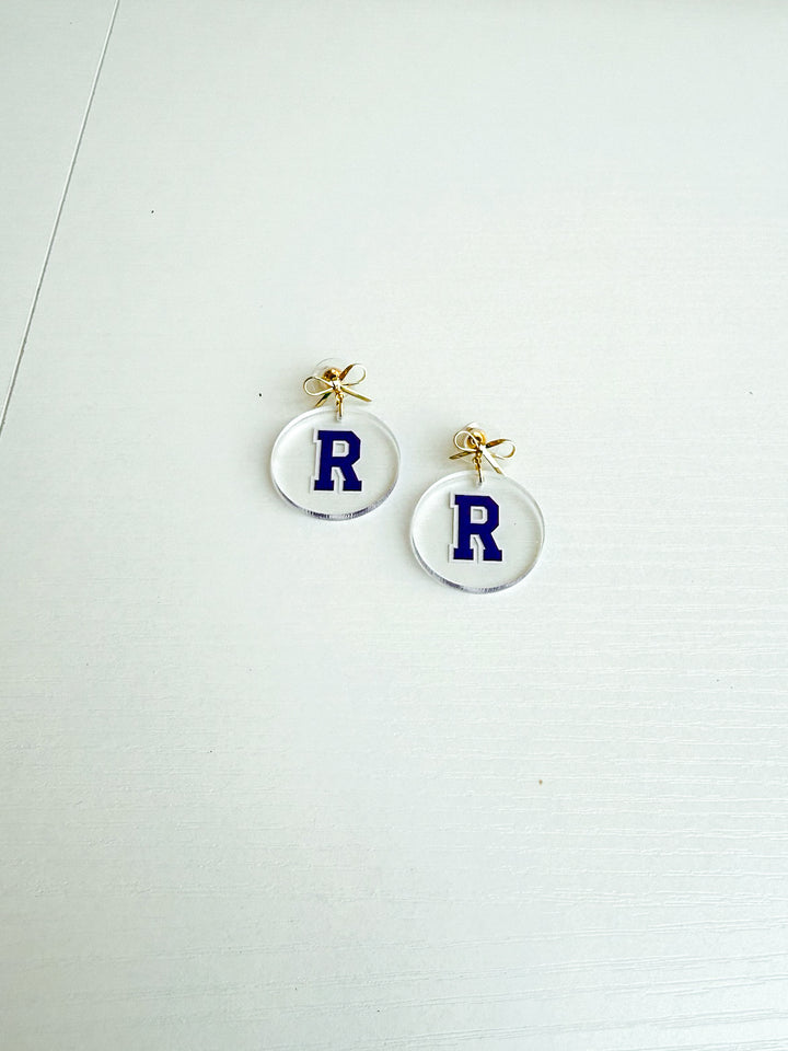 Clear Richland Raider Earring with Bow