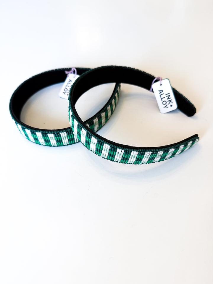 Stevie Gingham Beaded Headband