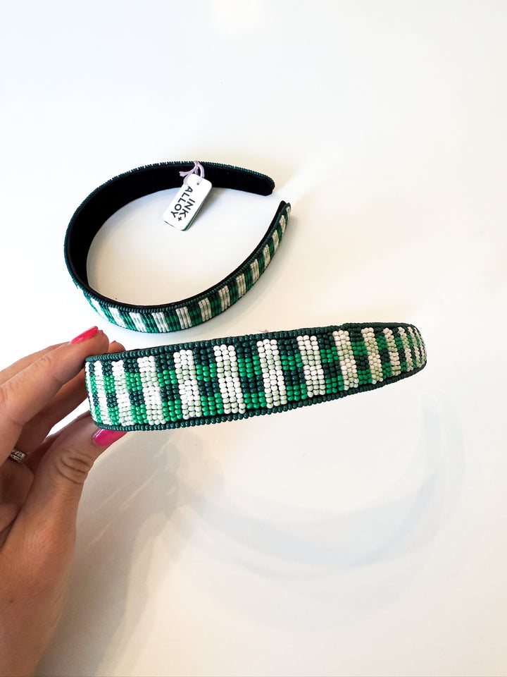 Stevie Gingham Beaded Headband