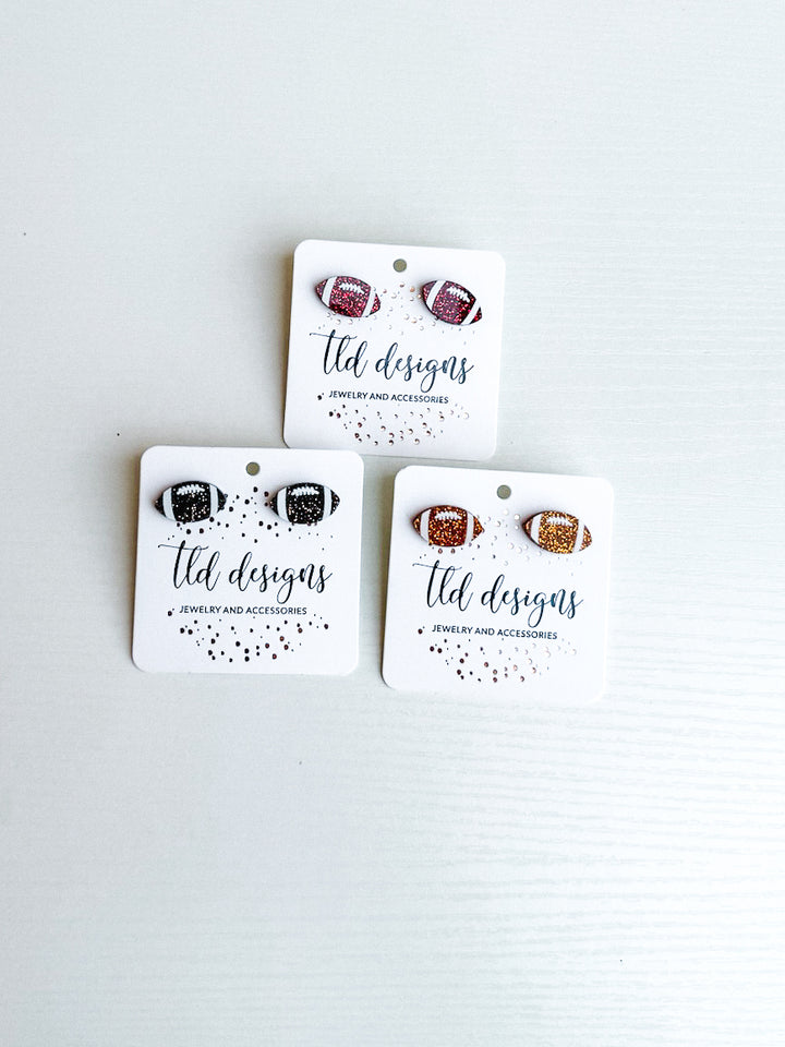 Acrylic Glitter Football Stud