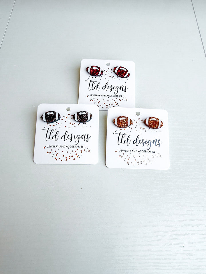 Acrylic Glitter Football Stud