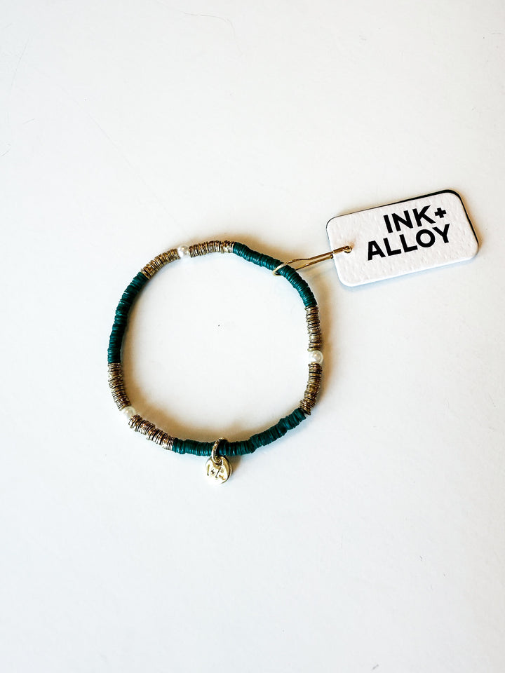Rory Solid Bracelet with Gold & Pearls