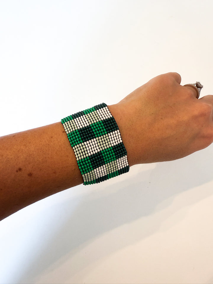 Kendall Gingham Beaded Stretch Bracelet