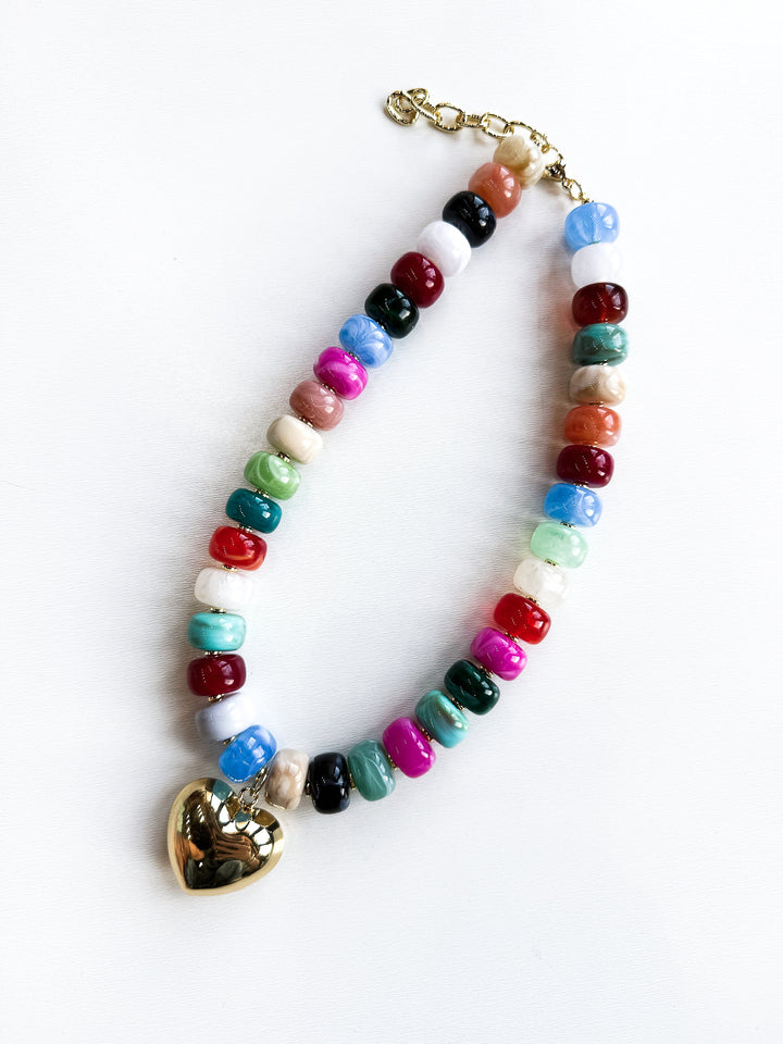Color Theory Necklace with Heart Pendant