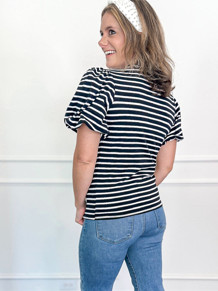 Bubble & Stripe Short Sleeve Top
