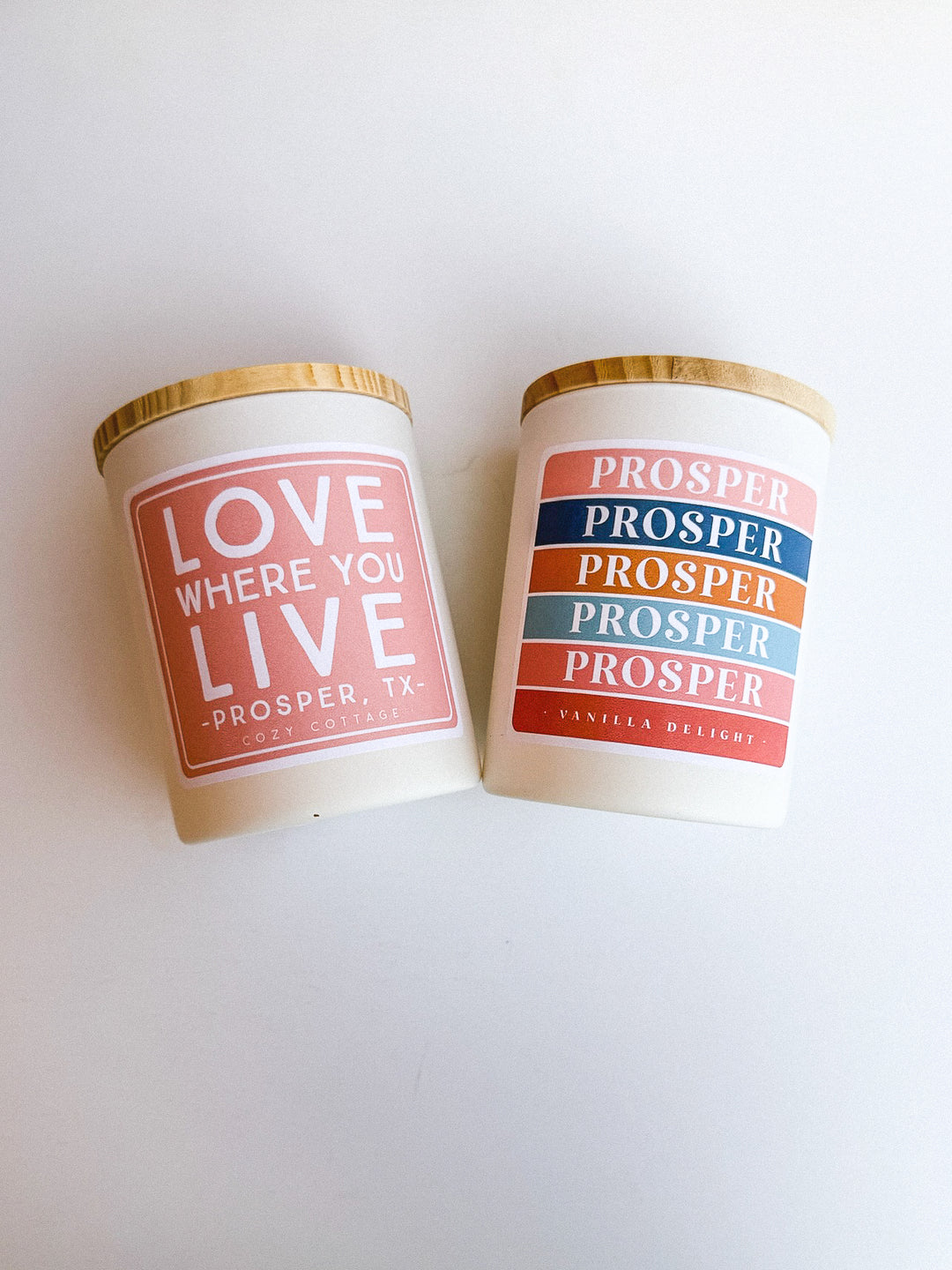 Prosper, Tx Multi Colored Vanilla Candle