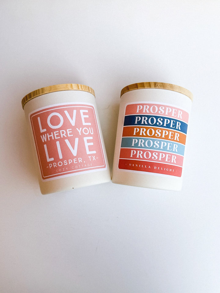 Prosper, Tx Multi Colored Vanilla Candle