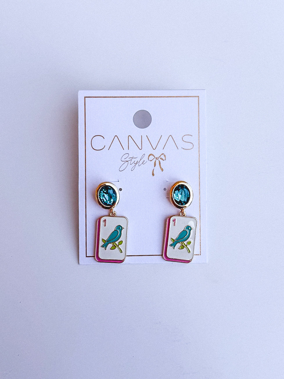 Mahjong Bam Rhinestone Drop Earrings