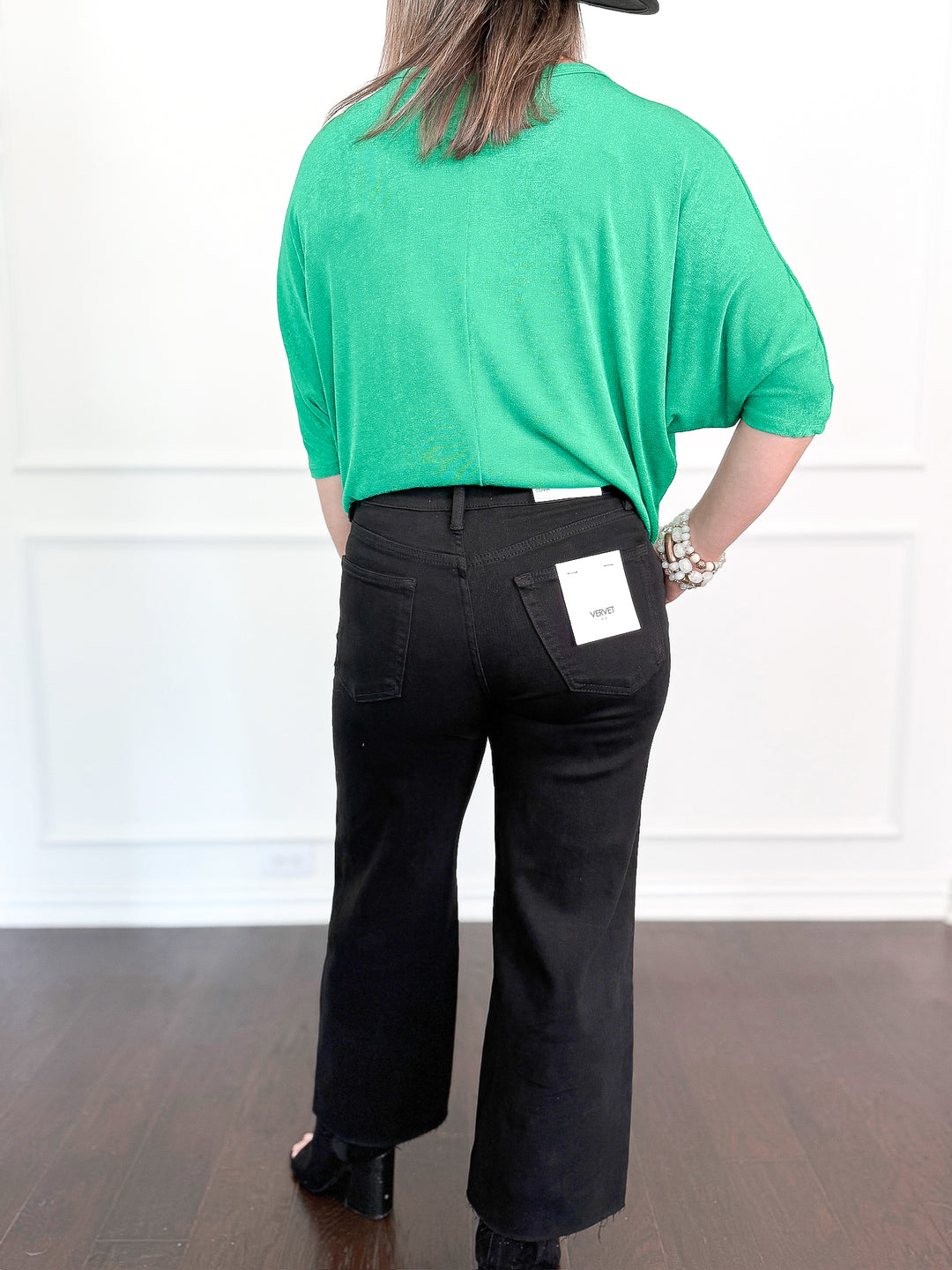 Black Vervet White High Rise Wide Leg Crop