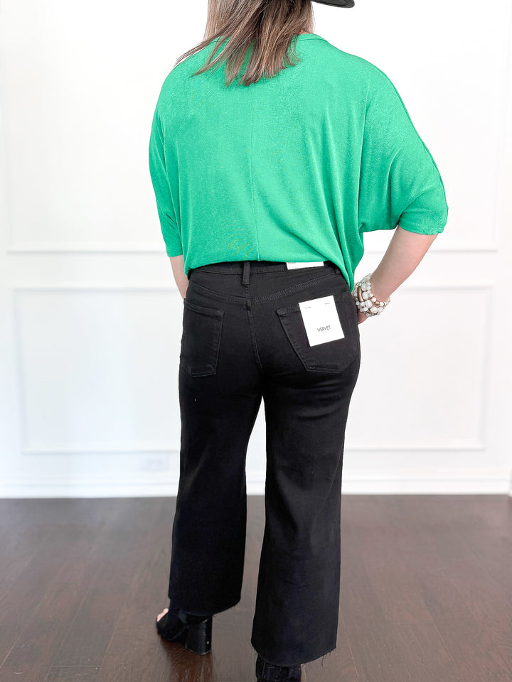 Black Vervet White High Rise Wide Leg Crop