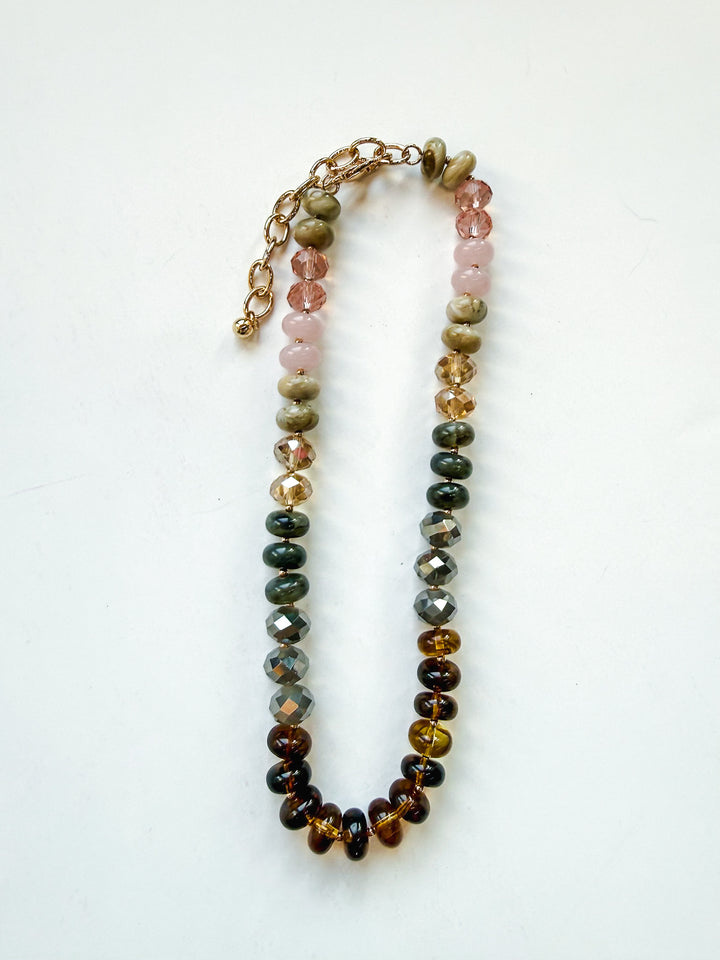 Boho Bloom Natural Stone Short Necklace