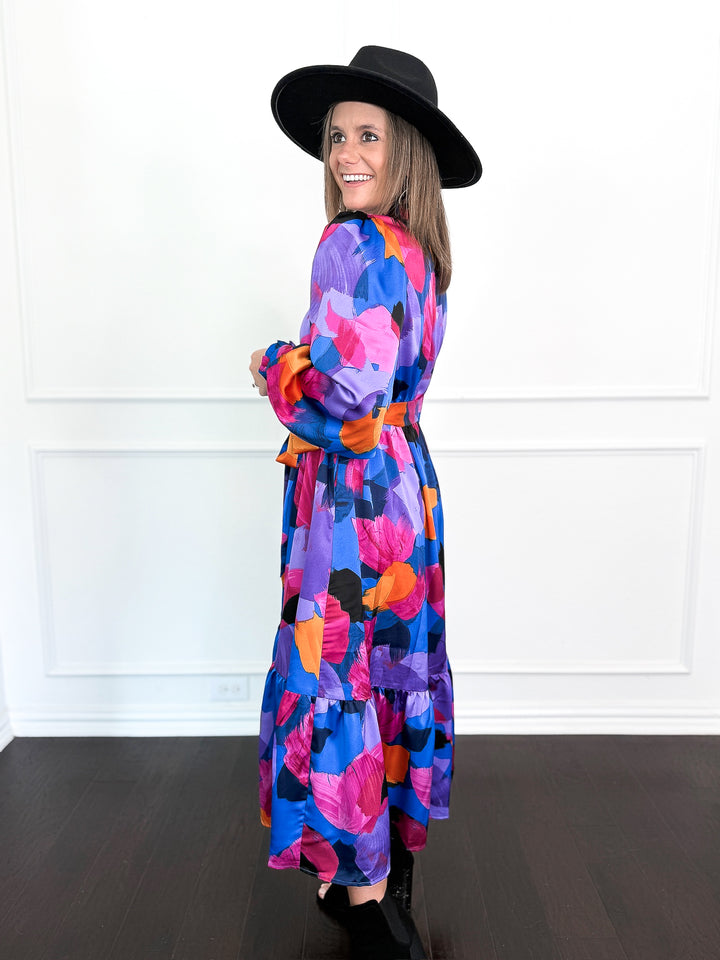 Royal Watercolor Midi Dress