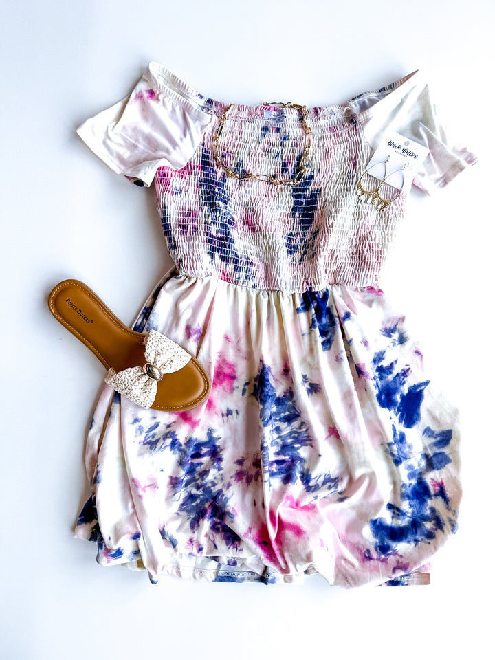 FINAL SALE Toss It in Tie Dye Romper Dress