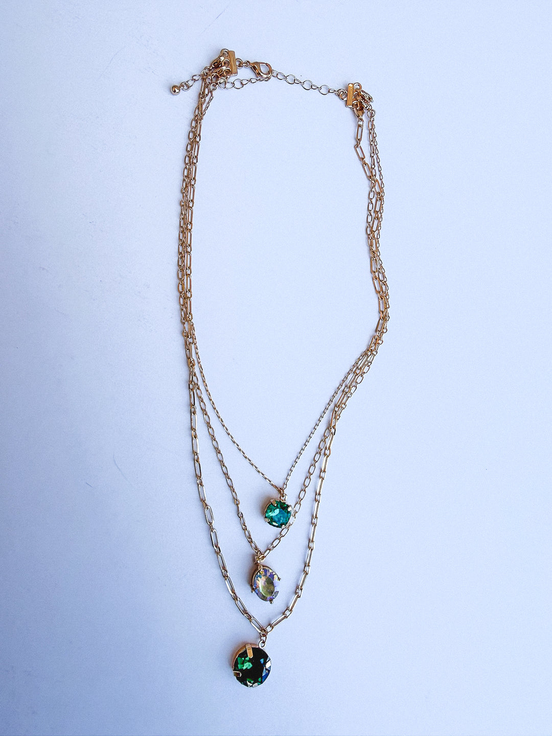 Triple Layer Emerald Stone Necklace
